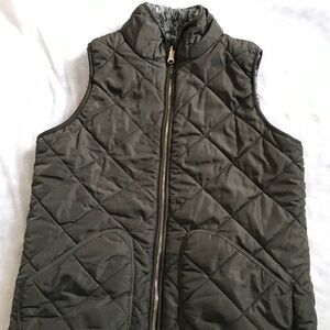 Reversible Sherpa Fleece Vest Olive Quilted Puffer Womens (Size Sm approx)